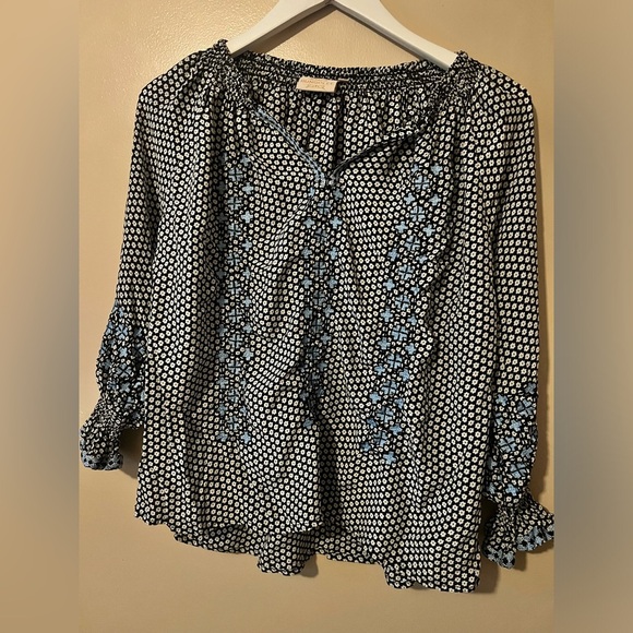 Rungolee Elegant Black Blue Barcelona Embroidered Blouse small revolve ssense - Picture 4 of 8